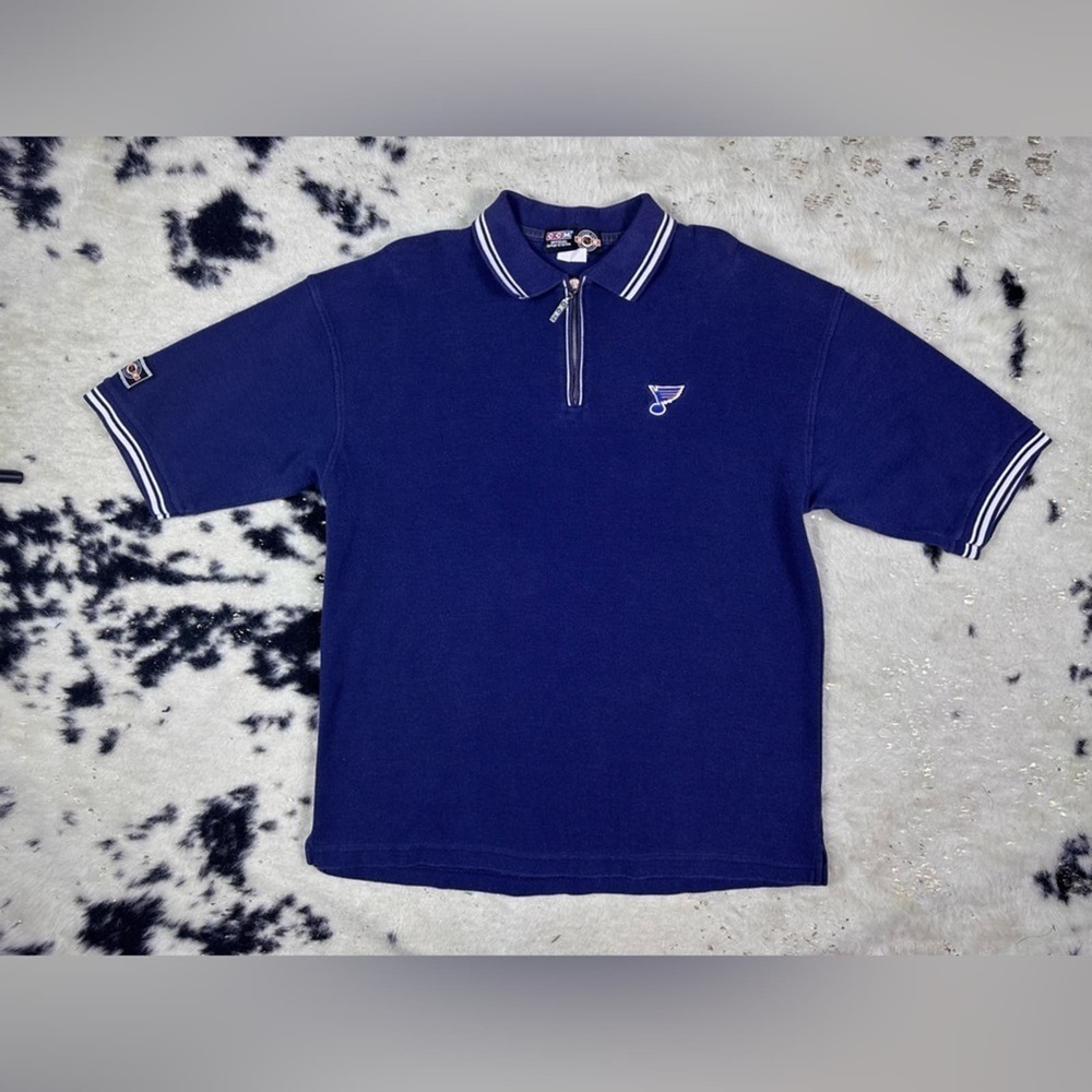 CCM NHL St. Louis Blues Hockey Vintage Short Sleeve Polo Shirt Size XL